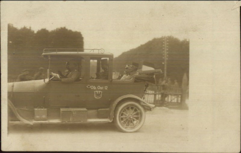 Early Car Auto Austria or Germany Military Leader? c1915 Real Photo Postcard