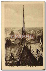 Old Postcard Panorama Taken Paris Notre Dame