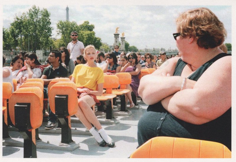 Obese Fat Woman Vs Skinny Lady Paris Award Photo Postcard