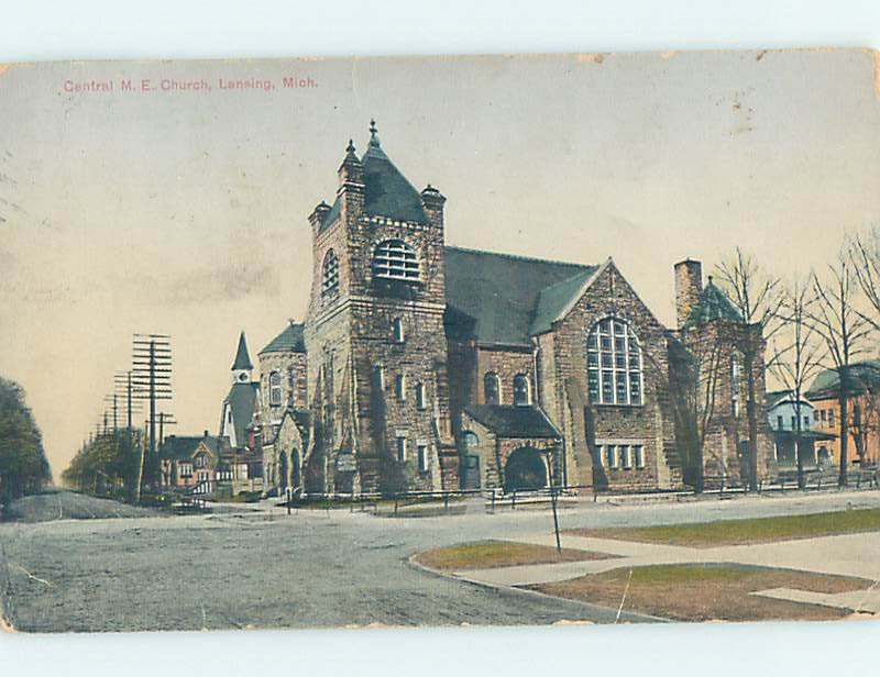 Divided-back CHURCH SCENE Lansing Michigan MI AD2147