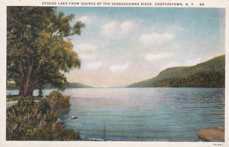 New York Cooperstown Otsego Lake From Source Of Susqhehanna River Curteich