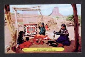 CO Greetings CRIPPLE CREEK COLORADO Postcard PC Indians