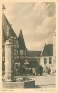 1933 Chicago World's Fair Midget Village Town Hall B&W Litho Postcard Un...