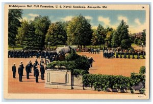 c1940 Midshipman Call For Formation US Naval Academy Annapolis Maryland Postcard