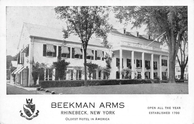 RHINEBECK, New York NY    BEEKMAN ARMS HOTEL   Roadside  VINTAGE B&W Postcard