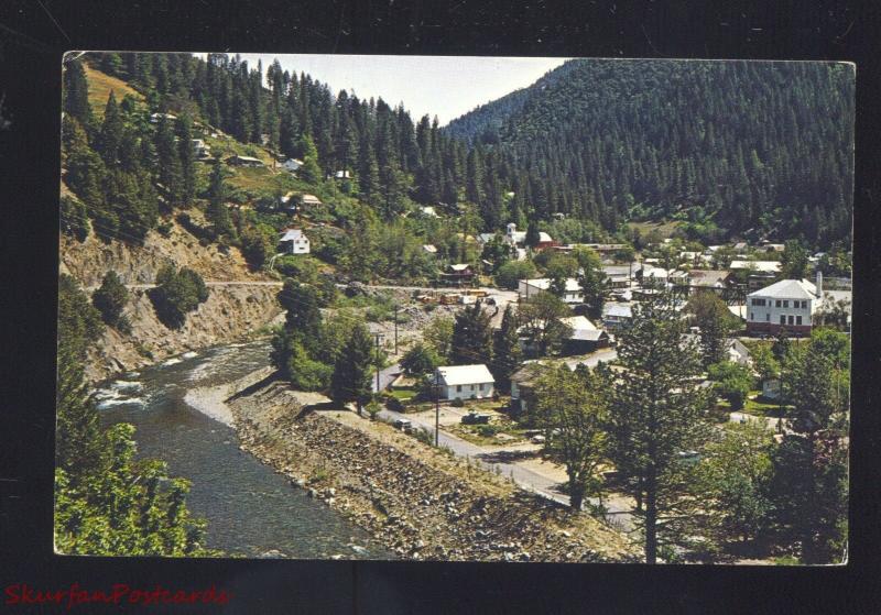 DOWNIEVILLE CALIFORNIA BIRDSEYE VIEW RIVER VINTAGE POSTCARD