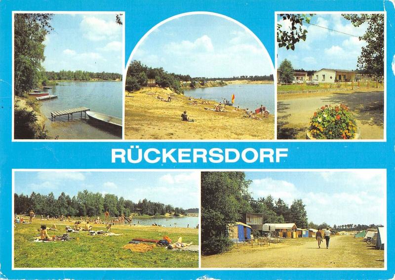 GG12762 Rueckersdorf Kr. Finsterwalde See Strand Campingplatz Lake Boats