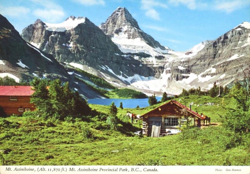 Mt Assiniboine Provincial Park BC Mountain Lodge Lake Magog Vintage Postcard D9