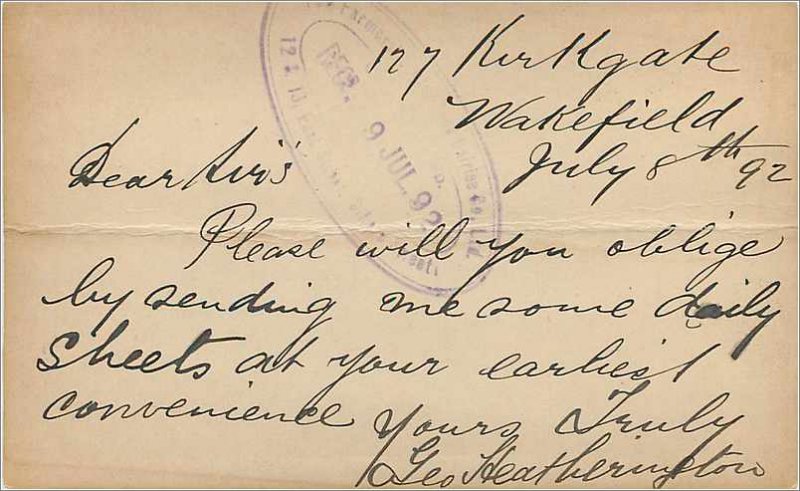 Entier Postal Stationery Postal Great Britain Great Britain 1892 Wakefield
