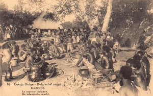 Belgian Congo Kabinda Indigenous Market Natives Ethnic vintage postcard B981