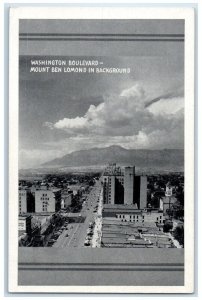 c1940 Washington Boulevard Mount Ben Lomond Background Hotel Ogden Utah Postcard