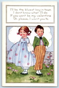 Children Postcard Little Sweetheart I'll Be The Bluest Boy In Town Embossed