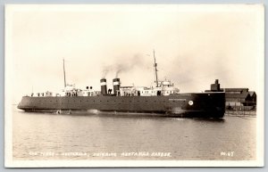 Ashtabula Ohio~Ferry Steamboat Entering Harbor RPPC c1928 Postcard 
