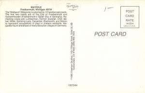 Frankenmuth Michigan~Maypole~The Malbaum~Handcarved Crests~1977 Postcard 