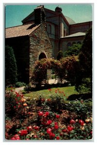 Vintage 1960's Postcard Franciscan Monastery Church Chapel Roses Washington DC