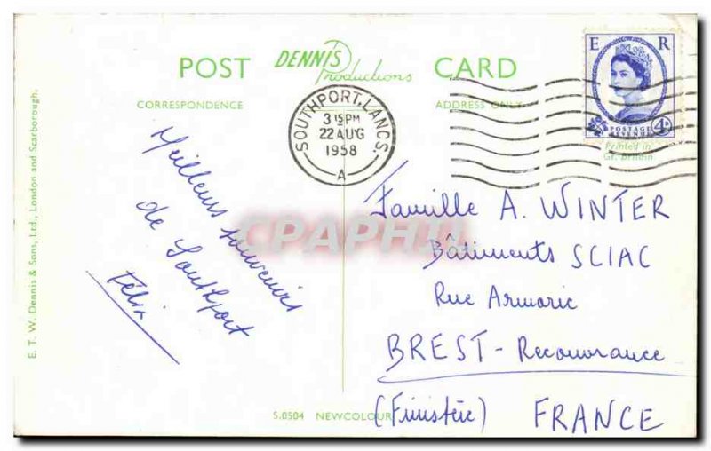 Postcard Old Pier Southport Three Bridges