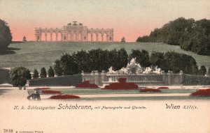 Vintage Postcard 1900's K.K. Schlossgarten Schonbrunn Mit Neptungrotte Und