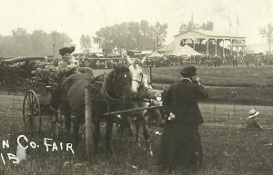 St. James MINNESOTA RP 1915 COUNTY FAIR Crowd GRANDSTAND nr Butterfield Madelia