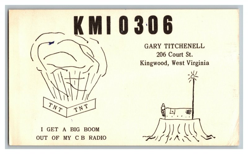 Postcard QSL Radio Card From Kingwood West Virginia KMI 0306