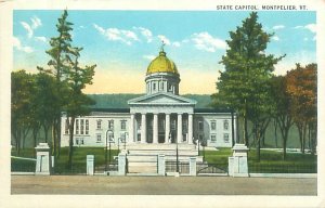 Montpelier Vermont Capitol Building White Border Postcard Unused