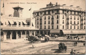 Morocco Casablanca Place de France Vintage Postcard 04.08