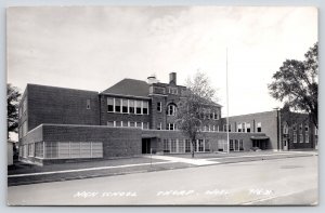 Thorp Wisconsin~High School & Long Additions Each Side & Front~c1950 RPPC 