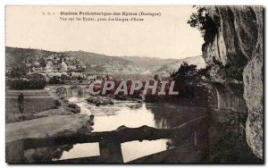 Old Postcard Les Eyzies prehistoric Stattion View Eyzies taking gorges d & # ...