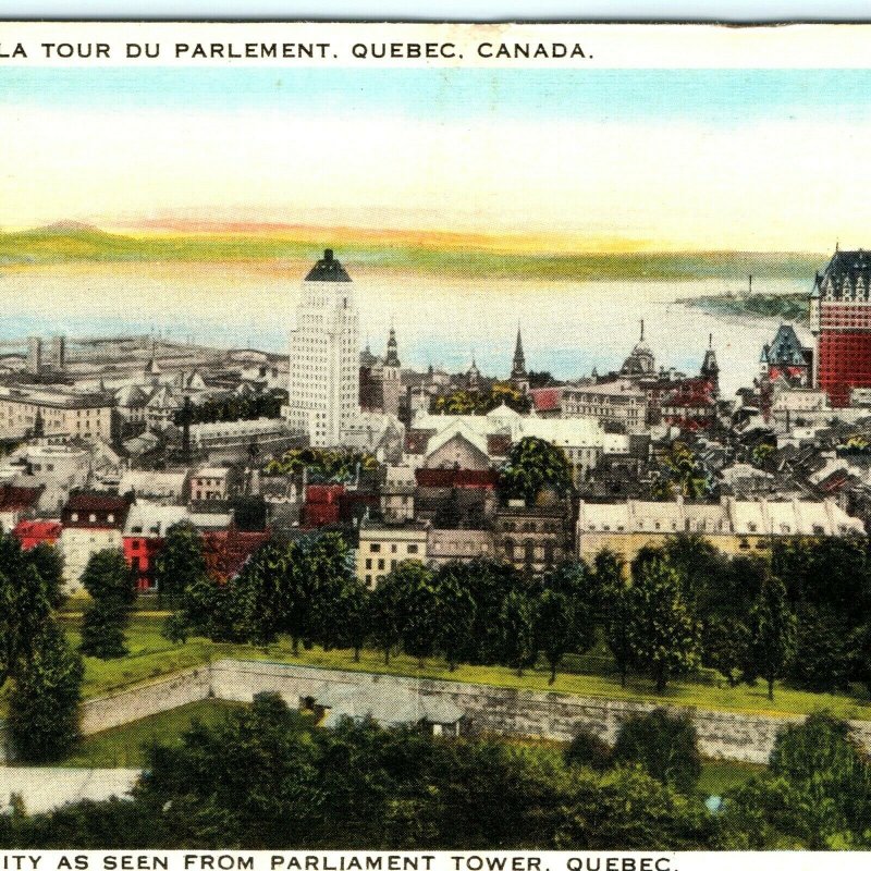 c1920s Vue Prise De La Tour Du Parlement Quebec City Canada Tower Postcard A23