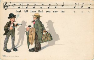 1905 Postcard Man Held Up at Gun Point Under Musical Notation Yerkes