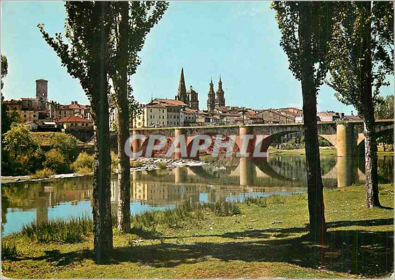 Postcard Modern Logrono Puente Piedra Sobre el Ebro Stone Bridge on Ebro