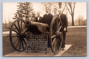 J89/ Fremont Ohio RPPC Postcard c1910 Old Betsy Cannon fort Stephenson 355