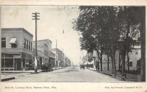 Stevens Point Wisconsin Main Street Looking West Vintage Postcard AA68913