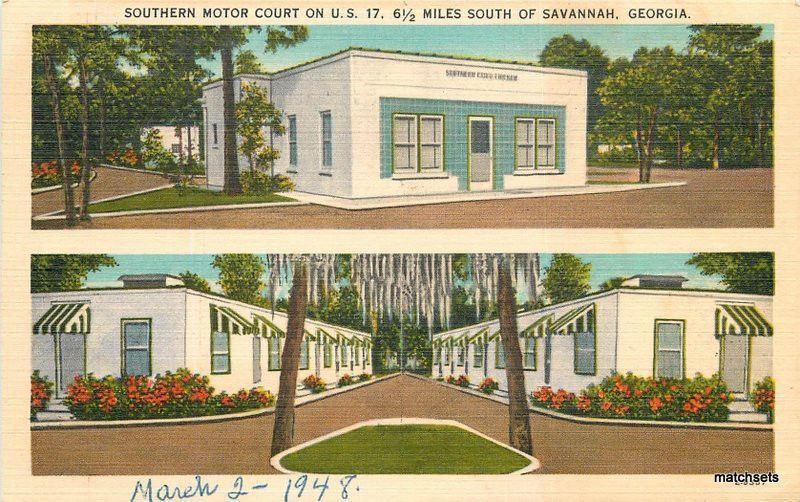 1948 Southern Motor Court Entrance GEORGIA Henry Ahrens postcard 591 