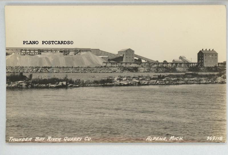 ALPENA, MICHIGAN THUNDER BAY RIVER QUARRY RPPC REAL PHOTO POSTCARD