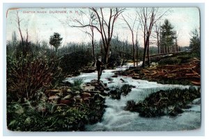 1907 Oyster River Boy Fisherman Durham New Hampshire NH Posted Antique Postcard