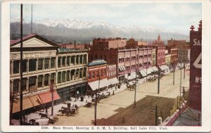 Salt Lake City UT Main Street showing ZCMI Building Unused Thayer Postcard F26