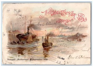 1899 Dampfer Barbarossa Steamer Ship Boat Pacific Grove California CA Postcard