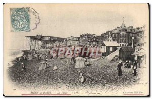 Old Postcard Mers Les Bains Beach