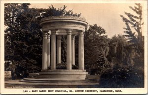 RPPC Mary Baker Eddy Memorial Mt Auburn Cemetery Cambridge MA Vtg Postcard S42