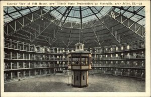 Joliet IL State Prison Penitentiary Cell House Interior c1920 Postcard