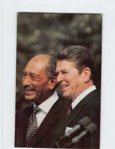 Postcard President Reagan met with Egyptian President Anwar Sadat