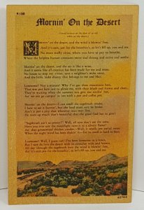 Mornin' on the Desert Poetry Poem Vintage Postcard