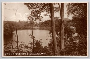 Northampton MA Massachusetts RPPC Glimpse of Paradise Pond Postcard AA3