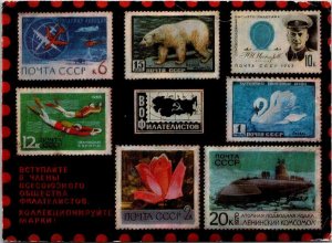 Stamps On Postcard Russia