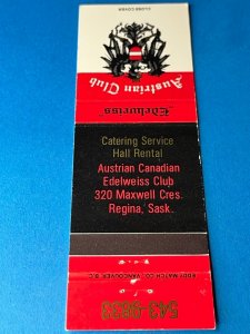 Matchbook Cover Austrian Canadian Edelweiss Club Regina Saskatchewan MB164