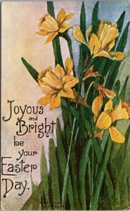 VINTAGE POSTCARD JOYOUS EASTER GREETINGS MAILED FROM PLYMOUTH 1911 FLAG CANCEL