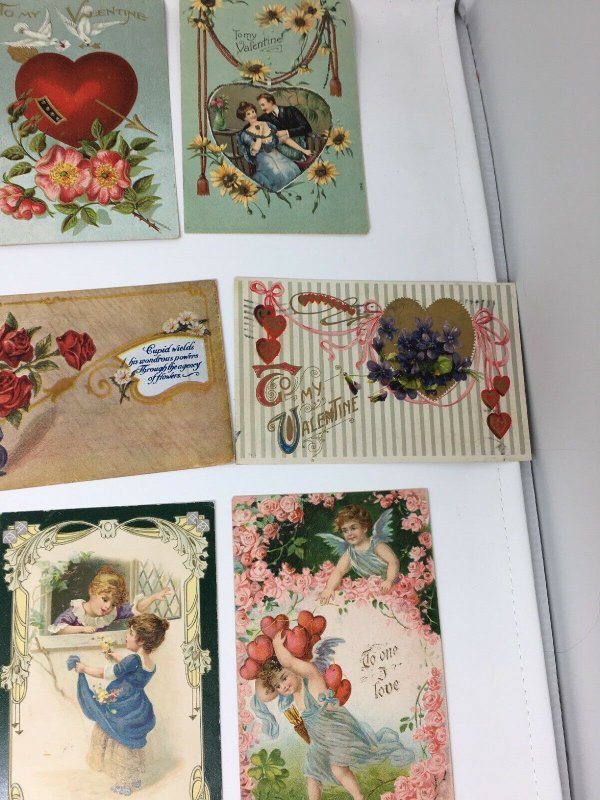 Valentine Postcard Lot of 25 Vintage Antique Mixed Cupid Hearts