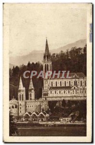 Old Postcard Lourdes Basilica