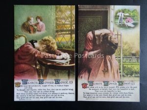 HEARTS BOWED DOWN - WW1 Bamforth Song Cards set of 2 No.4945