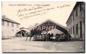 Camp of Sissonne - the Meal under the Militaria Tent - Old Postcard